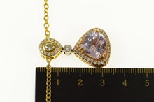 Load image into Gallery viewer, 14K 7.05 Ctw Morganite Diamond Halo Drop Necklace 17" Yellow Gold