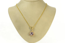 Load image into Gallery viewer, 14K 7.05 Ctw Morganite Diamond Halo Drop Necklace 17" Yellow Gold