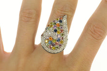 Load image into Gallery viewer, 18K 3.10 Ctw Diamond Tourmaline Garnet Cluster Ring Size 6 White Gold