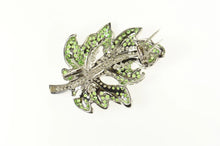 Load image into Gallery viewer, 18K 9.55 Ctw Pave Tsavorite Garnet Diamond Leaf Pin/Brooch White Gold