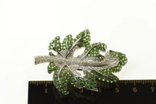 Load image into Gallery viewer, 18K 9.55 Ctw Pave Tsavorite Garnet Diamond Leaf Pin/Brooch White Gold