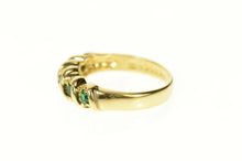 Load image into Gallery viewer, Gold Plated Five Stone Retro Syn. Emerald Band Ring Size 7