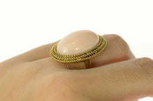 Load image into Gallery viewer, 18K Oval Coral Retro Cabochon Cocktail Ring Size 6.25 Yellow Gold