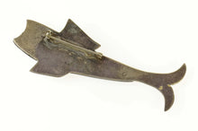 Load image into Gallery viewer, Sterling Silver Carved Wood Antique Fish Bass Fishing Pin/Brooch