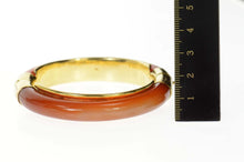 Load image into Gallery viewer, 14K Carved Carnelian Agate Ornate Retro Bangle Bracelet 6.75" Yellow Gold