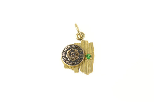 Gold Filled Delaware Technical Community College Emerald Charm/Pendant