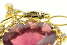 Load image into Gallery viewer, 14K 7.90 Ctw Pink Tourmaline Diamond Floral Chain Necklace 18" Yellow Gold