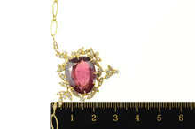 Load image into Gallery viewer, 14K 7.90 Ctw Pink Tourmaline Diamond Floral Chain Necklace 18" Yellow Gold