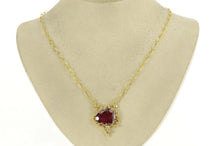 Load image into Gallery viewer, 14K 7.90 Ctw Pink Tourmaline Diamond Floral Chain Necklace 18" Yellow Gold