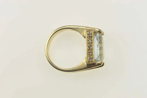 14K 4.70 Ctw Aquamarine Diamond Cocktail Ring Size 6 Yellow Gold