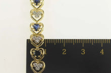 Load image into Gallery viewer, 10K 3.90 Ctw Heart Natural Sapphire Diamond Bracelet 7" Yellow Gold
