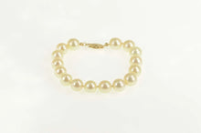 Load image into Gallery viewer, 14K 8.5mm Pearl Strand Classic Retro Statement Bracelet 7" Yellow Gold