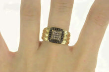 Load image into Gallery viewer, 10K 0.64 Ctw Black & Champagne Diamond Squared Ring Size 9 Yellow Gold