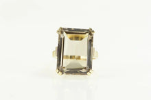 Load image into Gallery viewer, 10K Emerald Cut Syn. Smoky Quartz Cocktail Ring Yellow Gold