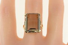 Load image into Gallery viewer, 10K Emerald Cut Syn. Smoky Quartz Cocktail Ring Yellow Gold