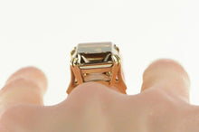 Load image into Gallery viewer, 10K Emerald Cut Syn. Smoky Quartz Cocktail Ring Yellow Gold