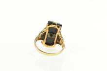 Load image into Gallery viewer, 10K Art Deco Black Onyx Diamond Ornate Statement Ring Yellow Gold