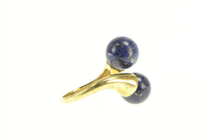 18K Lapis Lazuli Sphere Dome Bypass Statement Ring Yellow Gold