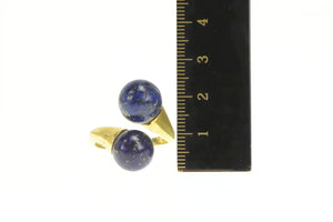 18K Lapis Lazuli Sphere Dome Bypass Statement Ring Yellow Gold