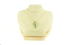 Load image into Gallery viewer, 14K Ray Tracey Knifewing Turquoise Navajo Leaf Pendant Yellow Gold