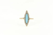 Load image into Gallery viewer, 10K Victorian Marquise Turquoise Rose Diamond Ring Yellow Gold