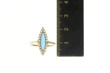Load image into Gallery viewer, 10K Victorian Marquise Turquoise Rose Diamond Ring Yellow Gold