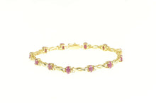 Load image into Gallery viewer, 14K 2.70 Ctw Ruby Diamond Accent Classic Tennis Bracelet 6.75" Yellow Gold