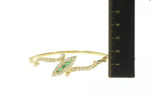 Load image into Gallery viewer, 14K 2.00 Ctw Navette Emerald Diamond Bangle Bracelet 6.5" Yellow Gold
