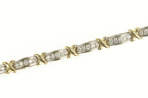 10K 1.75 Ctw Two Tone Diamond X Tennis Bracelet 8.25