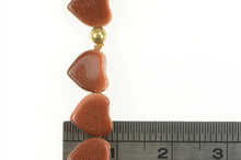 Load image into Gallery viewer, Gold Filled Carved Goldstone Heart Retro Chain Bracelet 7"