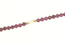 Load image into Gallery viewer, 14K Rhodolite Garnet Pearl Beaded Link Bracelet 7" Yellow Gold