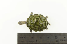 Load image into Gallery viewer, 800 Silver 3D Turtle Green Enamel Tortoise Animal Pin/Brooch