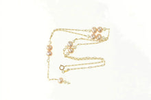 Load image into Gallery viewer, 10K Classic Pearl Chain Link Drop Dangle Necklace 16" Yellow Gold