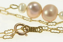 Load image into Gallery viewer, 10K Classic Pearl Chain Link Drop Dangle Necklace 16" Yellow Gold