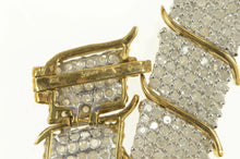 Load image into Gallery viewer, 10K 5.00 Ctw Pave Diamond Encrusted Wide Tennis Bracelet 7.25" Yellow Gold
