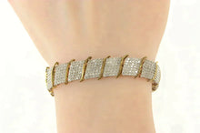 Load image into Gallery viewer, 10K 5.00 Ctw Pave Diamond Encrusted Wide Tennis Bracelet 7.25" Yellow Gold