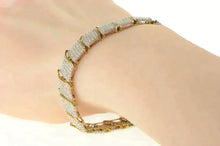 Load image into Gallery viewer, 10K 5.00 Ctw Pave Diamond Encrusted Wide Tennis Bracelet 7.25" Yellow Gold