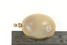 Load image into Gallery viewer, 10K Oval Cloudy Agate Cabochon Ornate Statement Pendant Yellow Gold