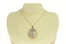 Load image into Gallery viewer, 10K Oval Cloudy Agate Cabochon Ornate Statement Pendant Yellow Gold