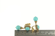 Load image into Gallery viewer, 14K Retro Turquoise Dangle Ornate Screw Back Earrings Yellow Gold