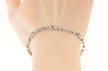 Load image into Gallery viewer, 10K 2.50 Ctw Diamond Flower Cluster Bar Tennis Bracelet 8" White Gold