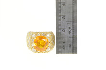 Load image into Gallery viewer, 18K 6.00Ctw Orange Sapphire Diamond Honeycomb Ring Yellow Gold