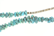 Load image into Gallery viewer, Sterling Silver Native American Raw Turquoise Onyx Beaded Necklace 25.5"