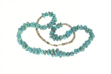 Load image into Gallery viewer, Sterling Silver Native American Raw Turquoise Onyx Beaded Necklace 25.5"