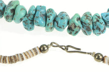 Load image into Gallery viewer, Sterling Silver Native American Raw Turquoise Onyx Beaded Necklace 25.5"