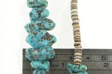 Load image into Gallery viewer, Sterling Silver Native American Raw Turquoise Onyx Beaded Necklace 25.5"