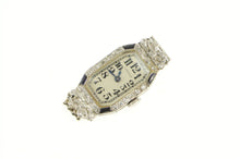 Load image into Gallery viewer, Platinum Longines Art Deco Diamond Sapphire Bow Watch
