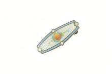 Load image into Gallery viewer, Sterling Silver Art Deco Peach Enamel White Blue Ornate Dress Clip