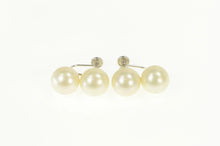 Load image into Gallery viewer, 10K 1950's Two Pearl Ornate Screw Back Earrings White Gold