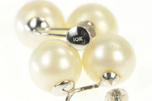 Load image into Gallery viewer, 10K 1950's Two Pearl Ornate Screw Back Earrings White Gold